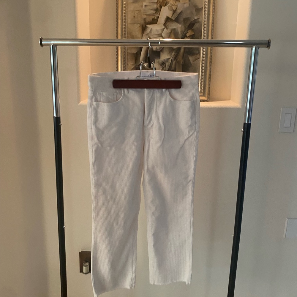 LOFT Cream Corduroy Cropped Pants